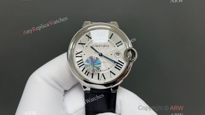 AF Ballon Bleu Cartier 33mm Calibre 076 Movement White Gold Case Black Leather Band Watch
